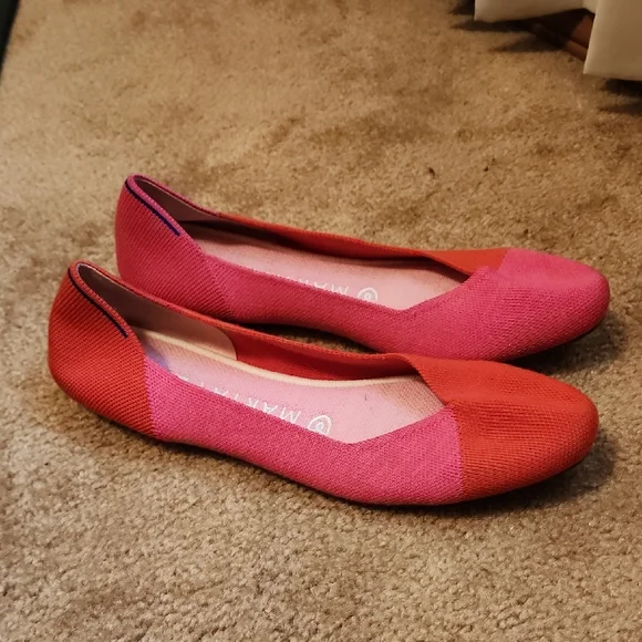 Rothy's X Marta Ferri Flats Flame Azalea Colorblock Especial Edition Retired - Picture 1 of 15